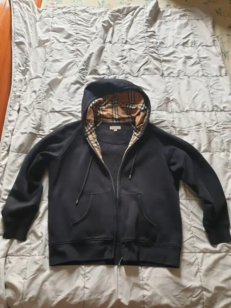 PRELOVED - Jacket Hoodie Burberry (cotton blend zip hoodie)- Black