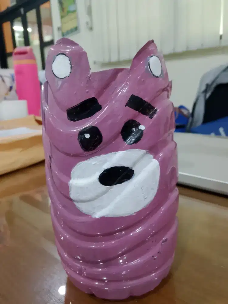 Tempat Pensil Beruang Pink Handmade - Cantik & Ramah Lingkungan