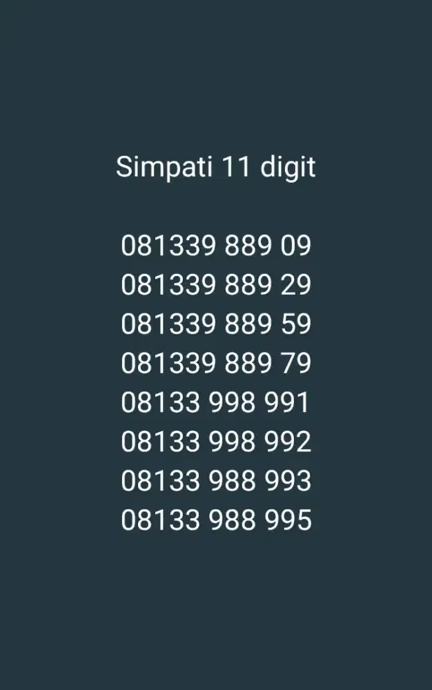 Nomer cantik simpati 11 digit