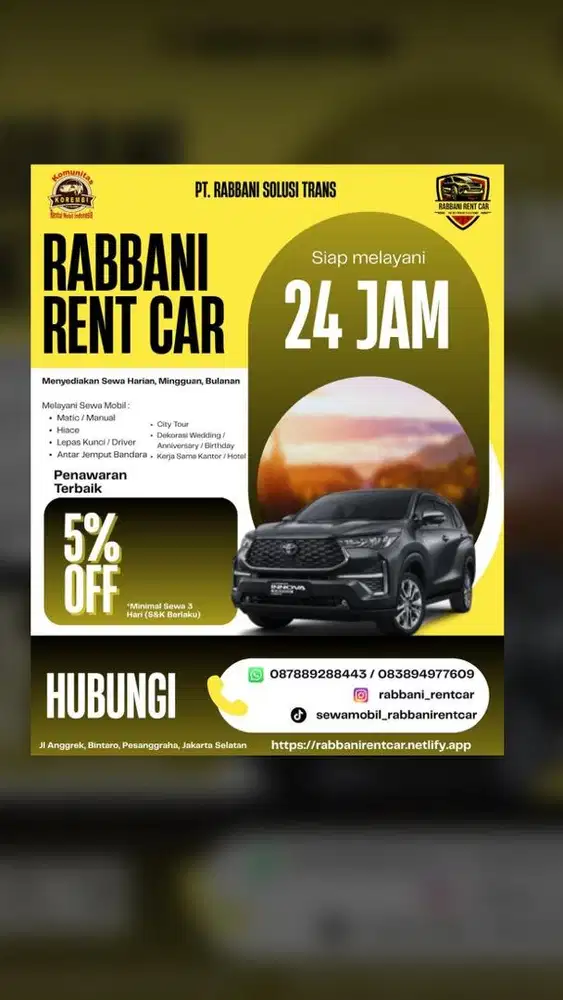 Sewa Mobil Lepas Kunci / Driver