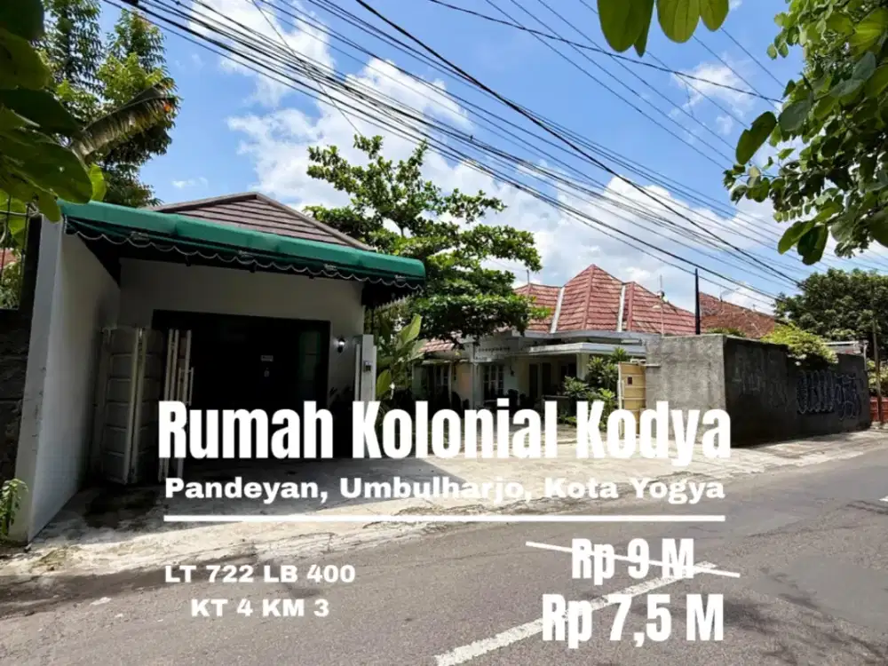 Rumah kolonial Luas Tepi jalan Raya Pandeyan Umbulharjo kodya