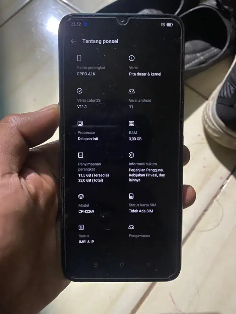 Oppo a16 ram 3 sat set