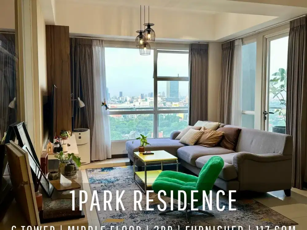 Apartemen 1Park Residence Tower C 2BR High Floor View Pool & City Fully Furnished