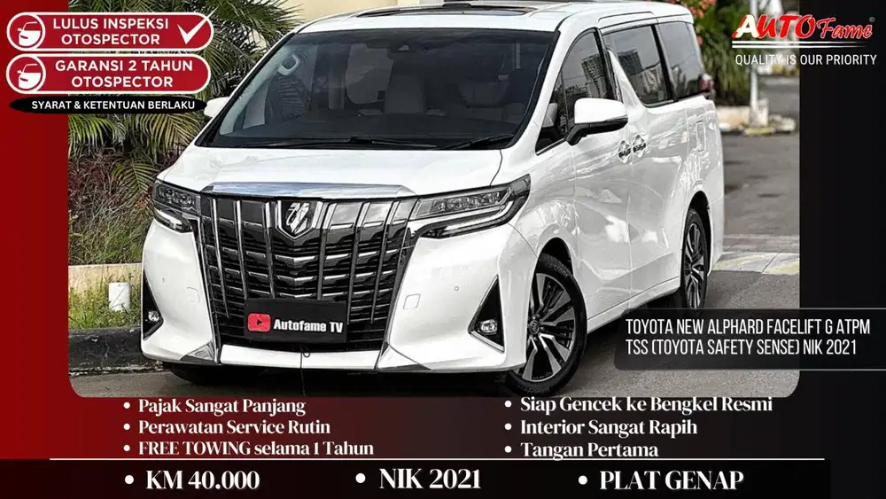 Toyota New Alphard Facelift G ATPM TSS (TOYOTA SAFETY SENSE) NIK 2021