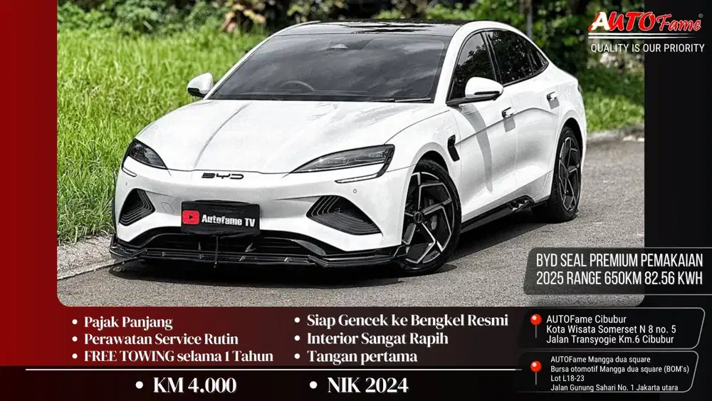 KM 4RB BYD Seal Premium Pemakaian 2025 Range 650KM 82.56 kWh White On