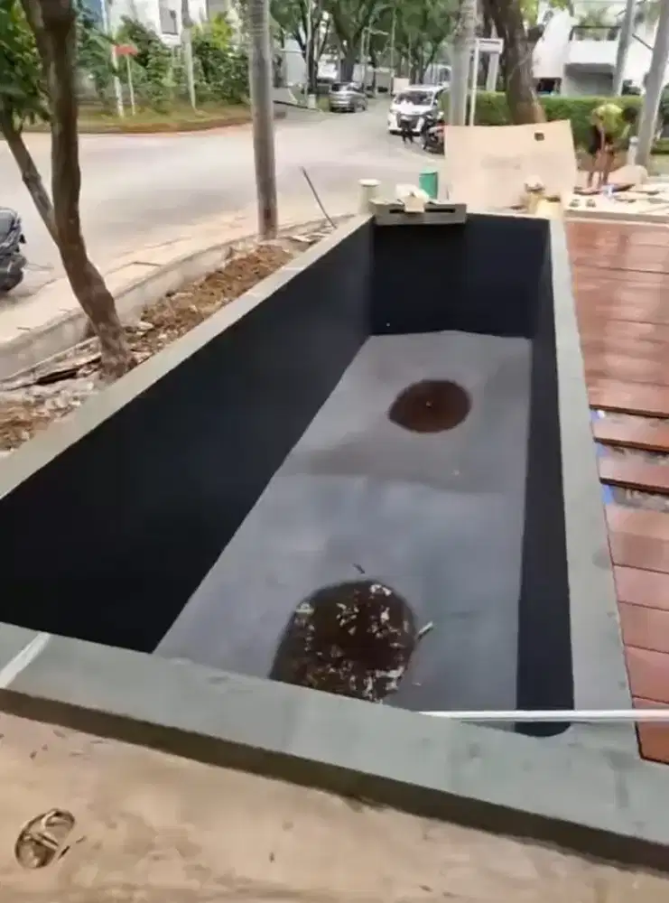 Kolam hias minimalis koi batu alam