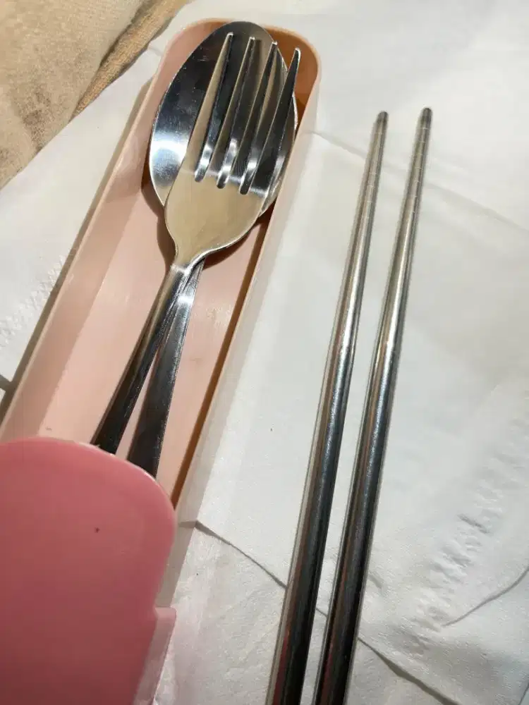 Sendok Garpu Sumput set Stainless steel tebal food grade box