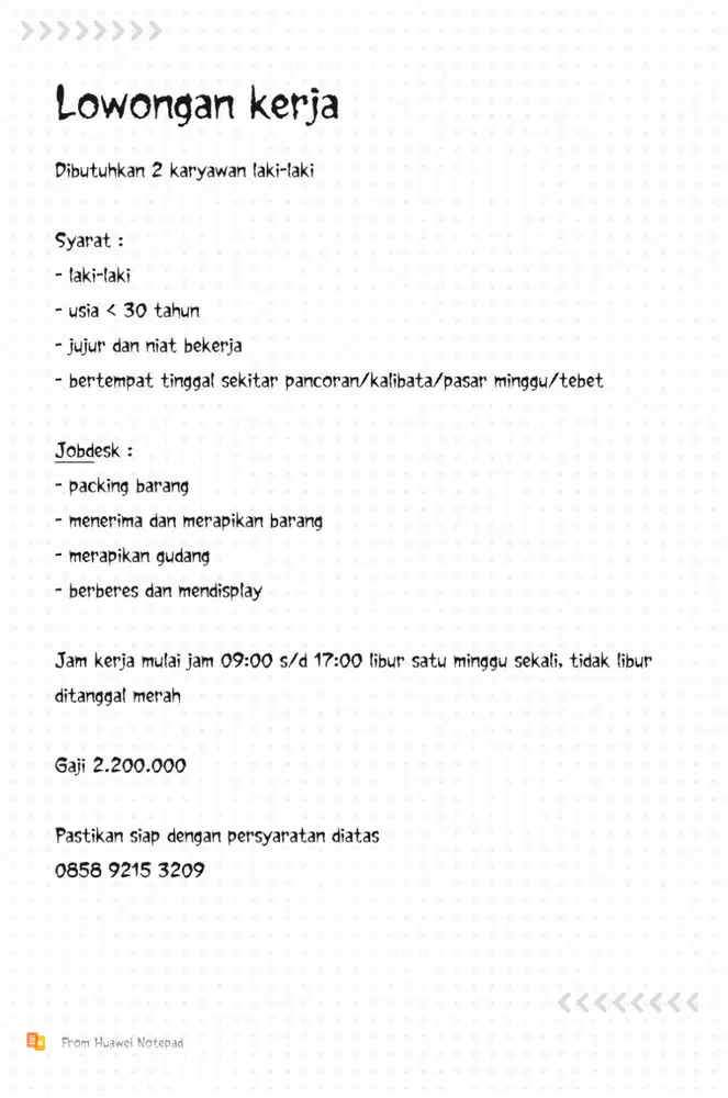 Lowongan kerja untuk laki-laki