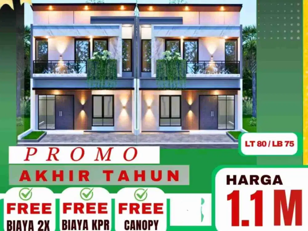 RUMAH NYAMAN HARGA 1,1 M 2 LANTAI FREE BIAYA BIAYA LOKASI STRATEGIS