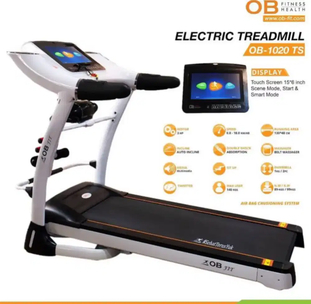 Treadmill Elektrik OB Fitness Fit Tipe 1020 | Alat Olahraga Second