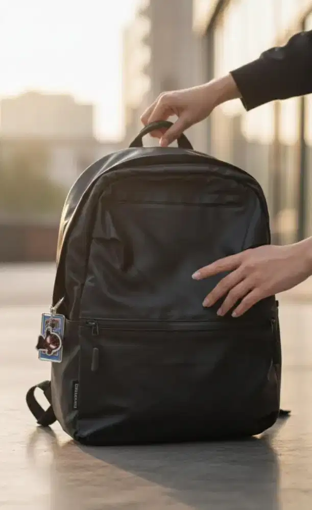 Tas Ransel Sekolah / Kuliah Premium Hitam Polos Anti Air