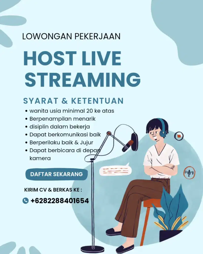Dicari wanita untuk host live shopee!!