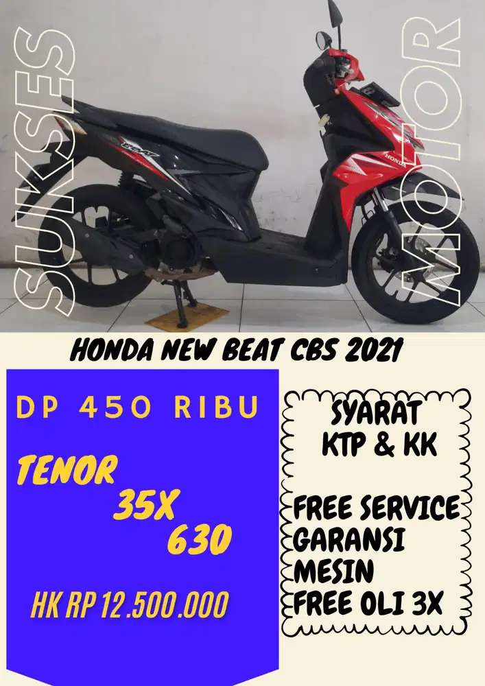 DP TERNURAH HONDA NEW BEAT CBS 2021 DP 450 RIBU BISA CASH/KREDIT