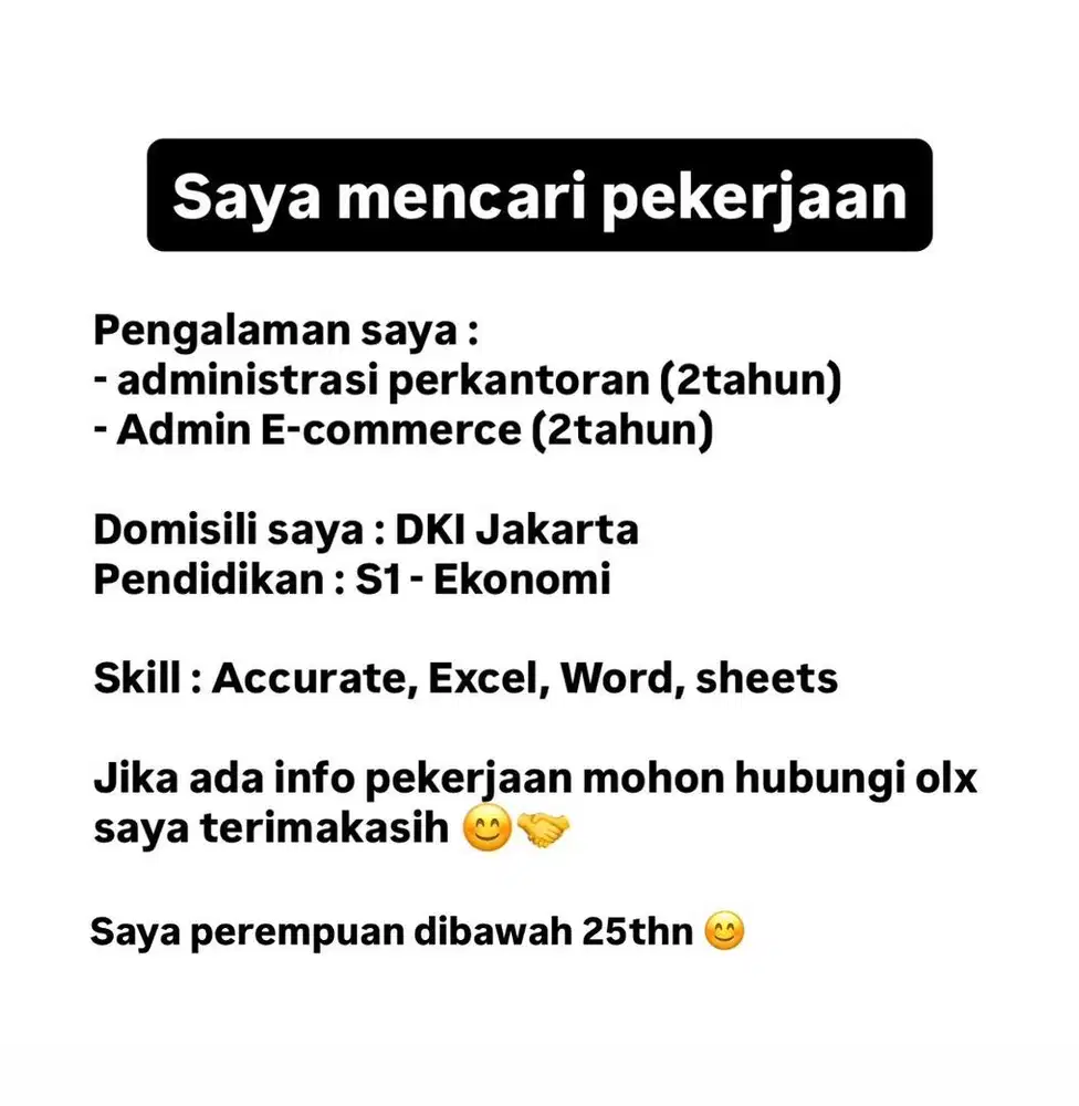 Mencari kerja administrasi / accounting cari loker