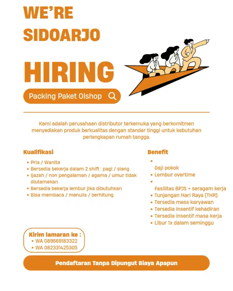 LOWONGAN KERJA – PACKING PAKET OLSHOP (Sidoarjo)