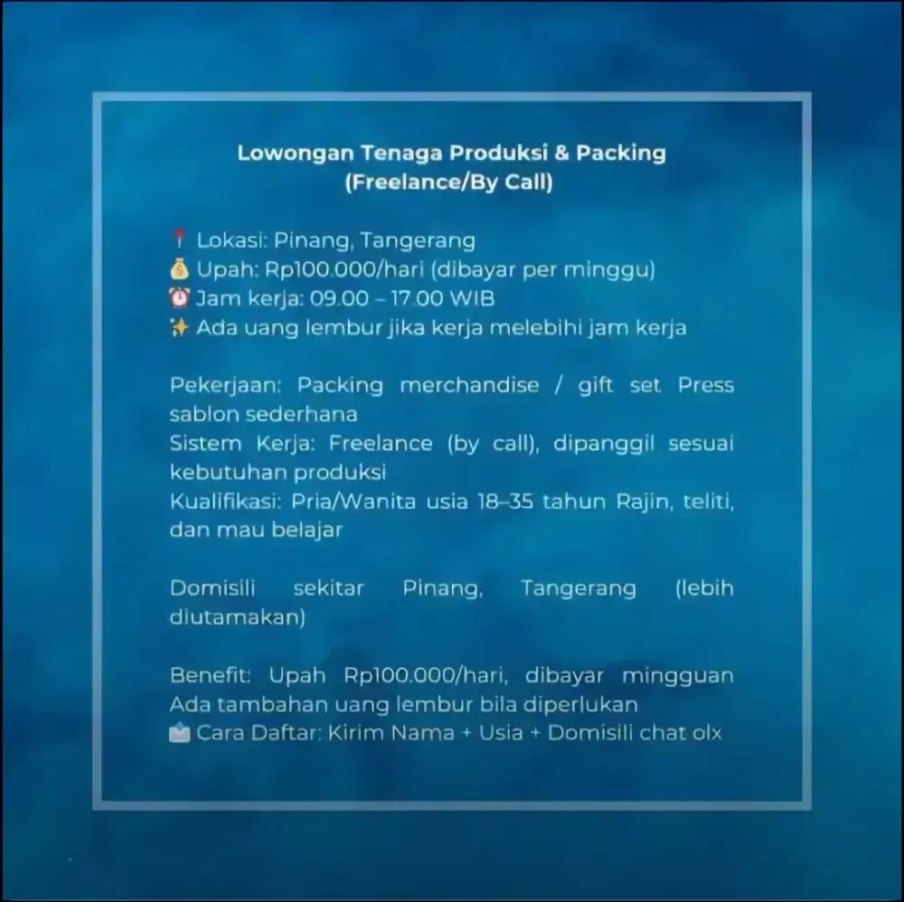 Lowongan Freelance packing