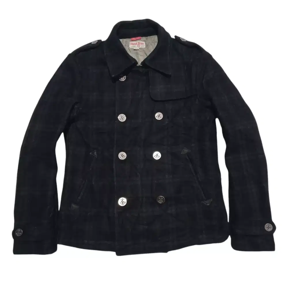 VAPOR WEAR Woll Tartan Short Peacoat Jacket Made in JAPAN