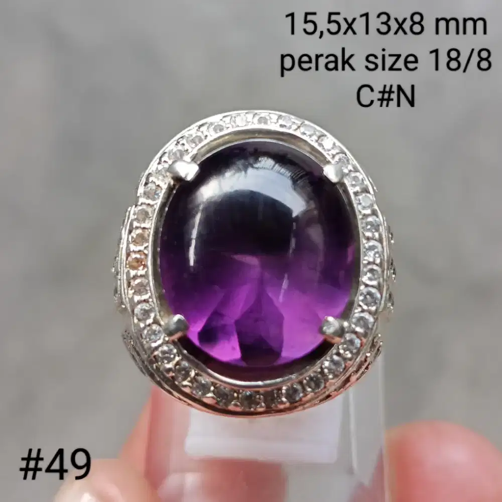 Cincin perak, batu natural kecubung amethys