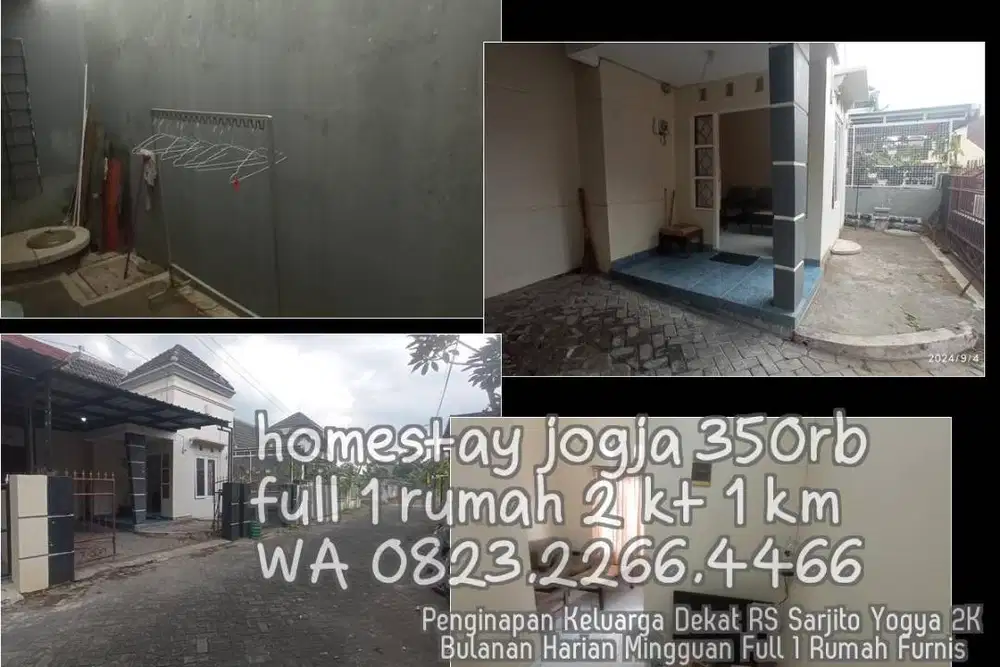 Penginapan Keluarga Dekat RS Sarjito Yogya 2K  Bulanan Harian Mingguan