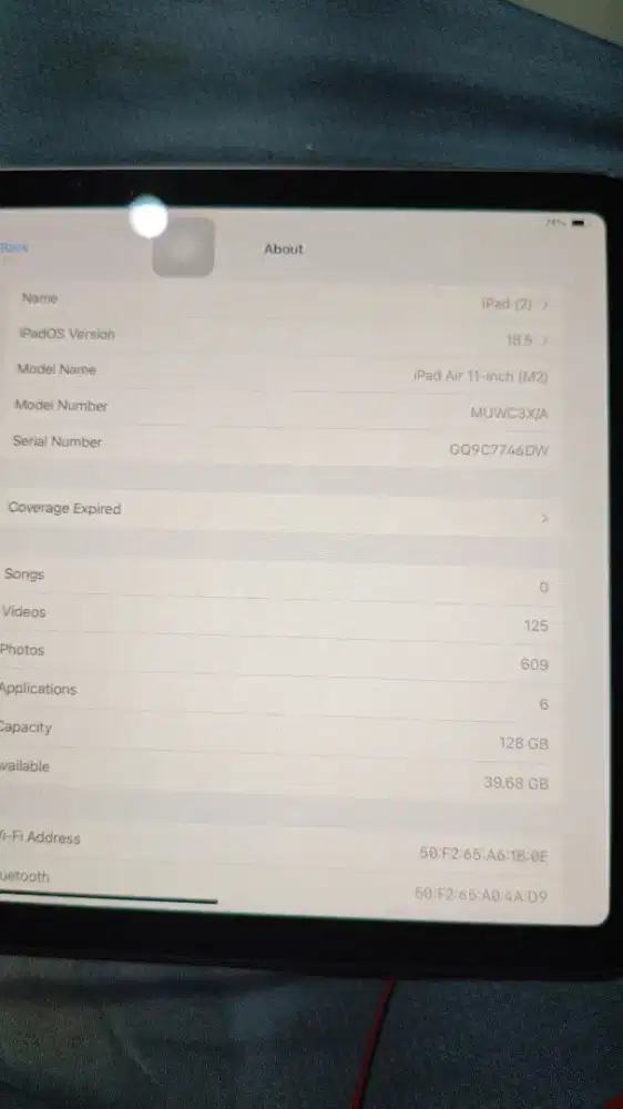 Ipad air 6 m2 128gb inter