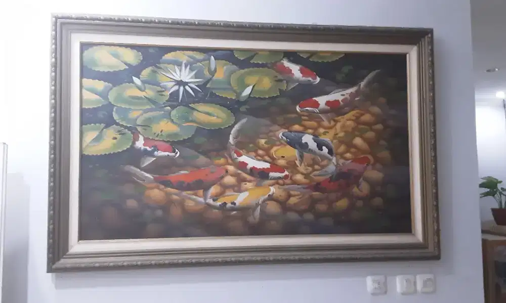 Lukisan ikan koi seni serasa hidup