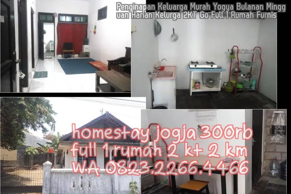 Penginapan Keluarga Murah Yogya Bulanan Mingguan Harian Kelurga 2KT Go