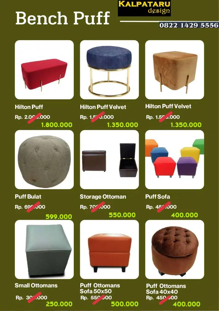 STOOL PUFF BENCH (custome) Minimalis Modern 2026 Elegan storage sofa