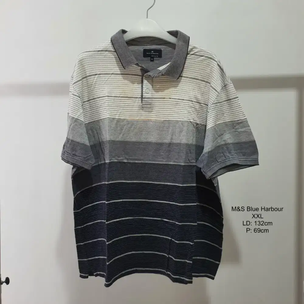 M&S blue harbour kaos polo tshirt XXL jumbo pria