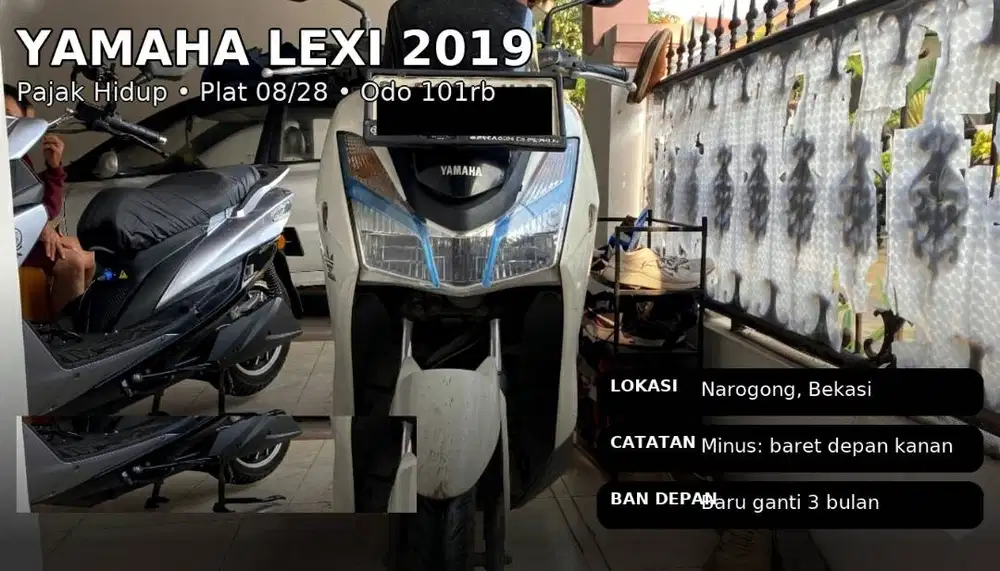 DIJUAL Yamaha Lexi 2019 | Pajak Hidup | Plat 08/28 | Ban Depan Baru