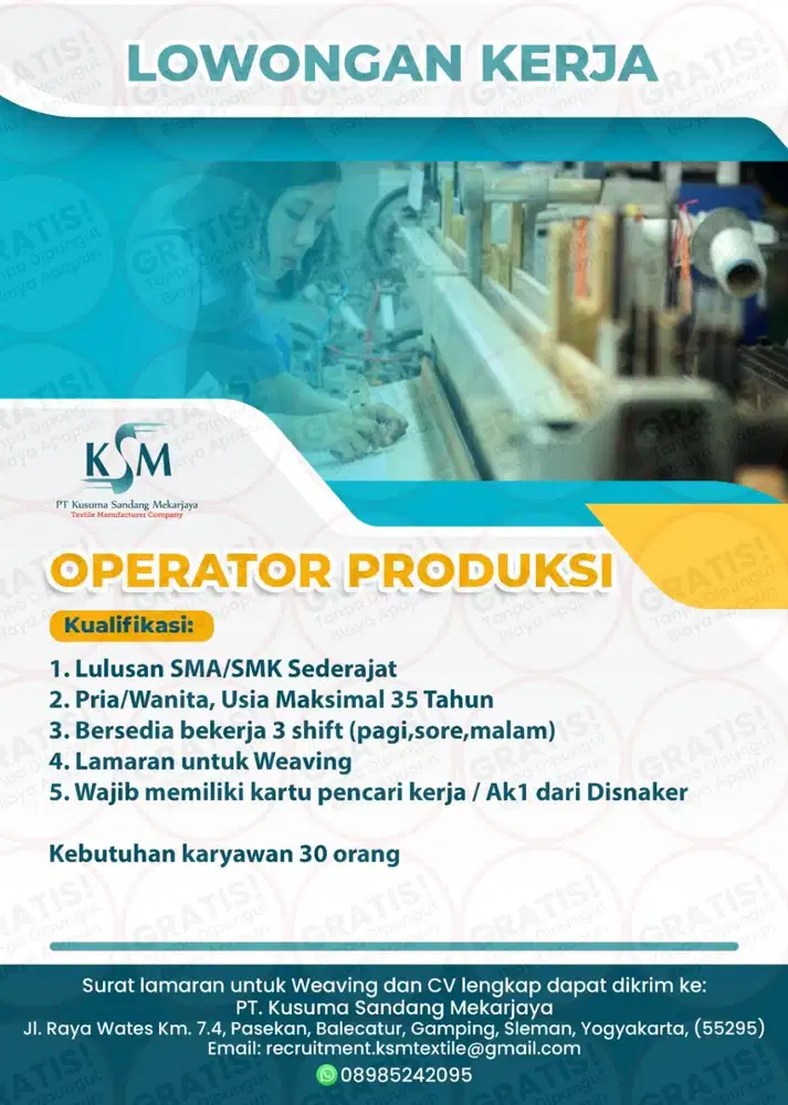 Lowongan Pabrik Tekstil
