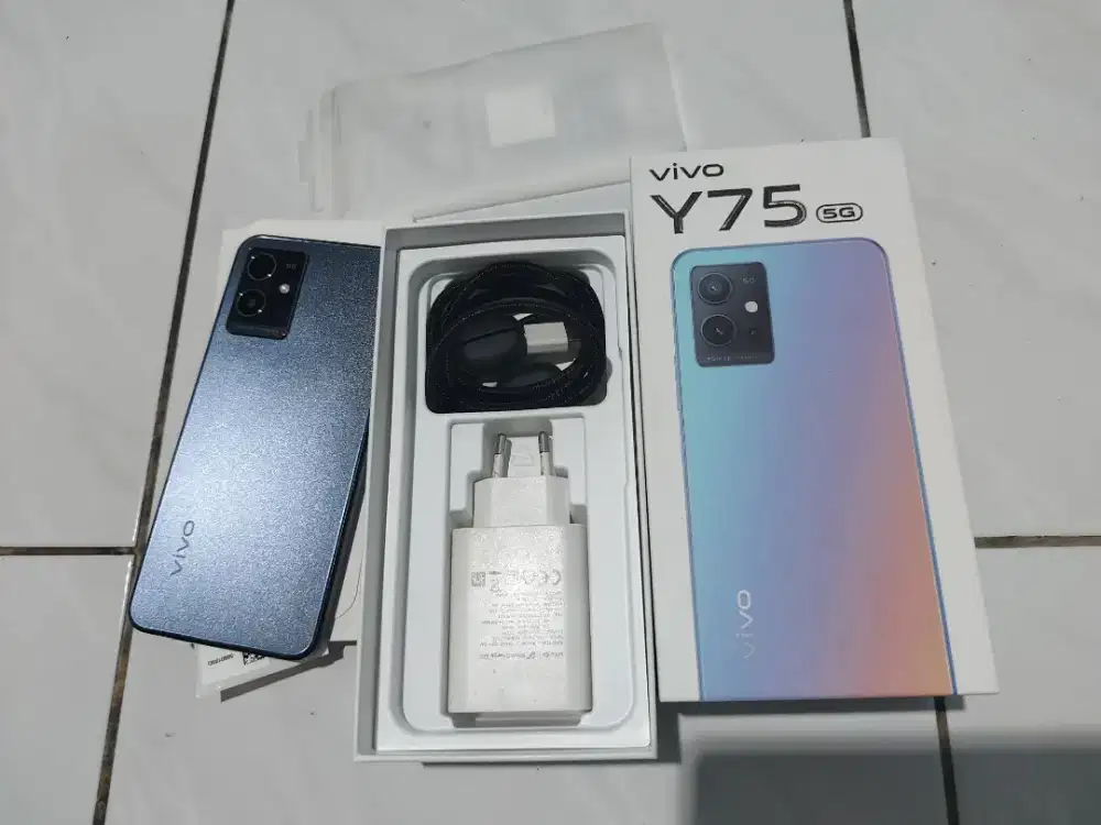 Vivo y75 5G ram 8/128 gb second fullset ori batrai 5000 mah