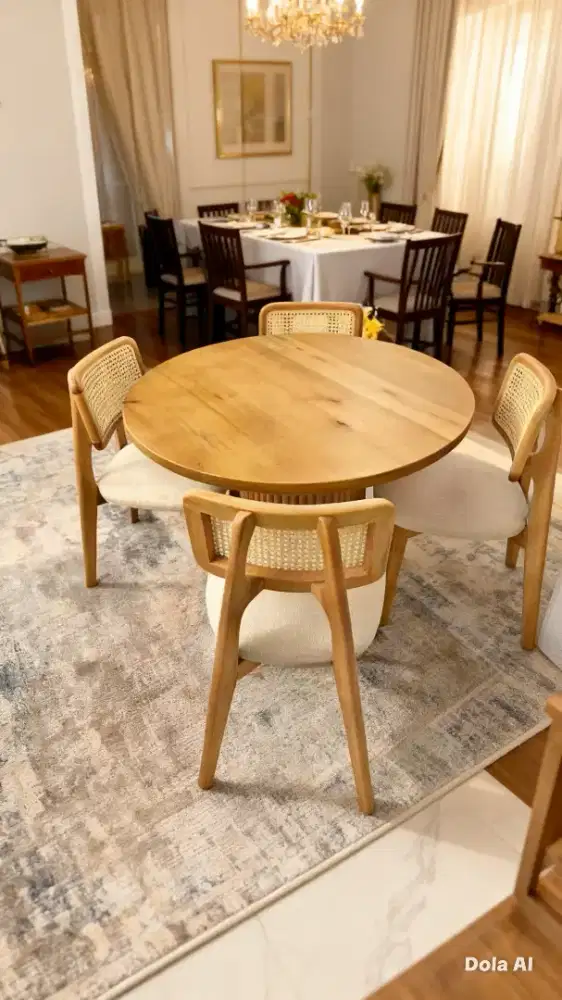 Meja makan 4 kursi jati