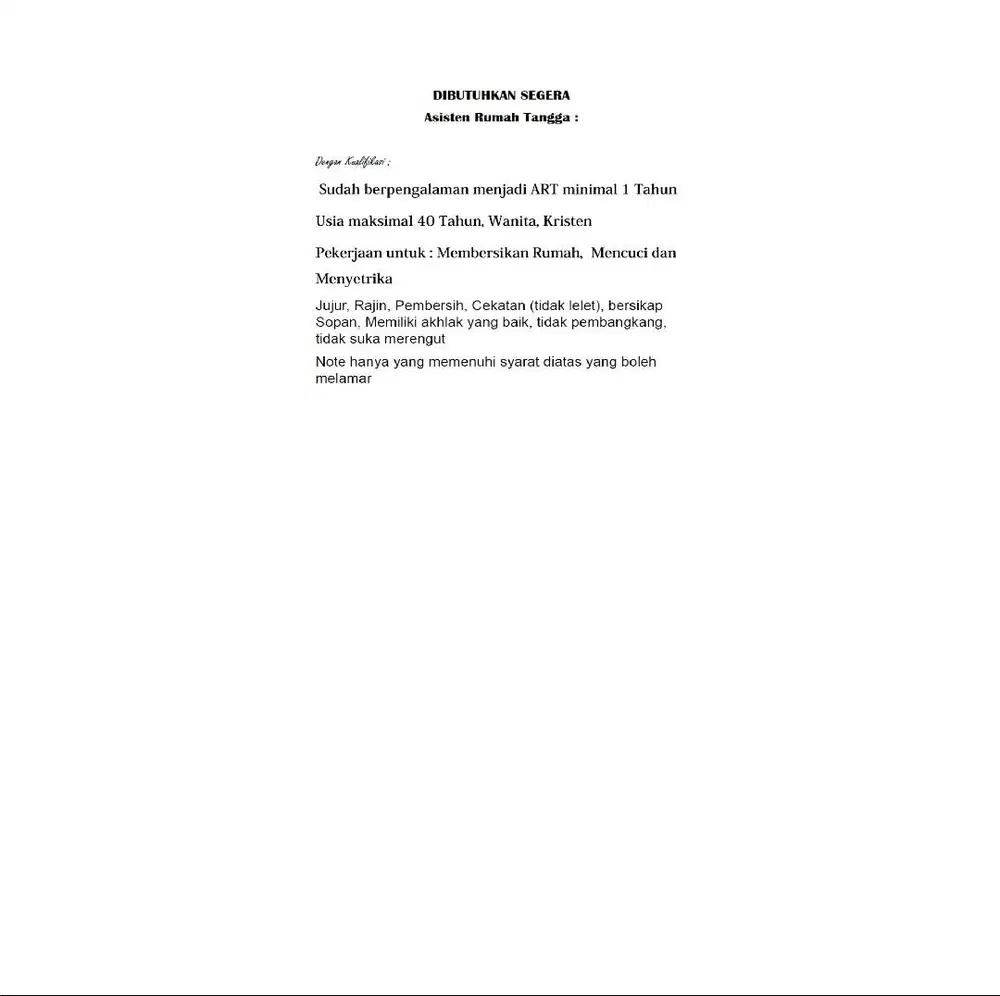 Asiten Rumah Tangga Non Muslim