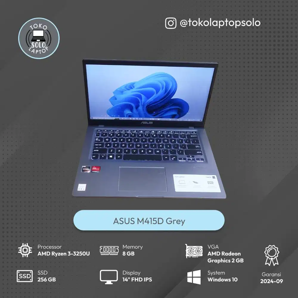 ASUS M415D Grey AMD Ryzen 3-3250U RAM 8GB SSD 256GB AMD Radeon 2GB