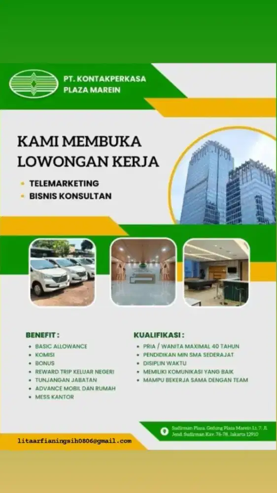 PT. KONTAKPERKASA PLAZA MAREIN
WE ARE HIRING