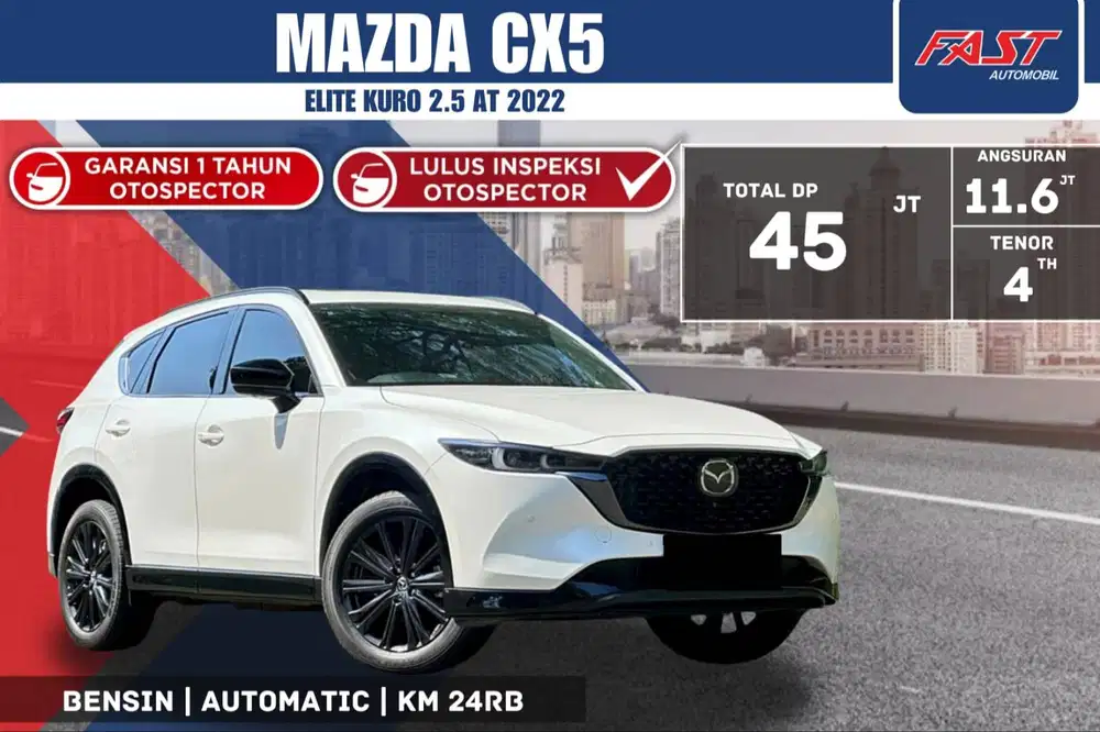 MAZDA CX5 ELITE KURO 2022 2.5 FACELIFT SUNROOF KM.24RB & PAJAK PANJANG