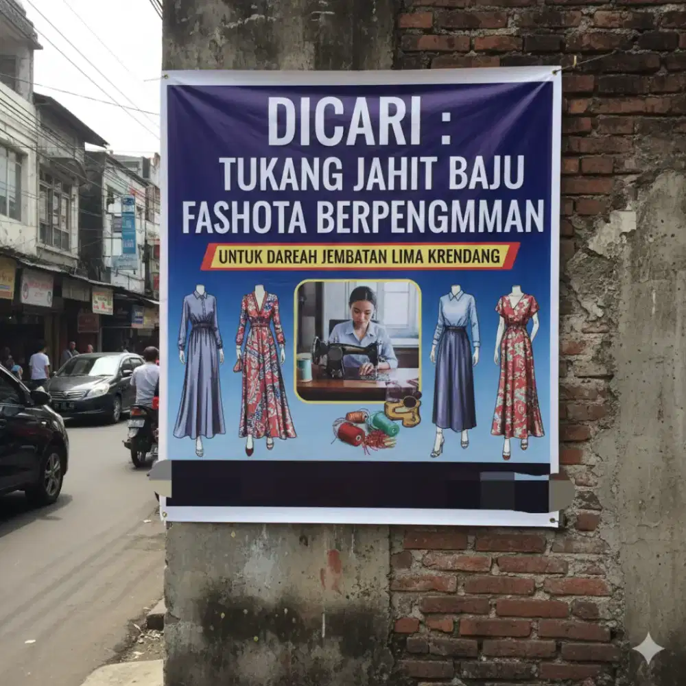 Dicari tukang jahit baju fashion lokasi jembatan lima krendang