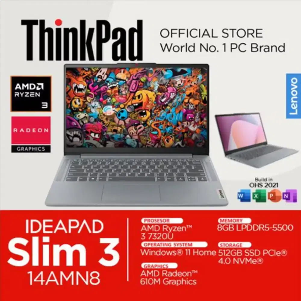 Lenovo ideapad slim 3 AMD Ryzen 3, 8/512GB