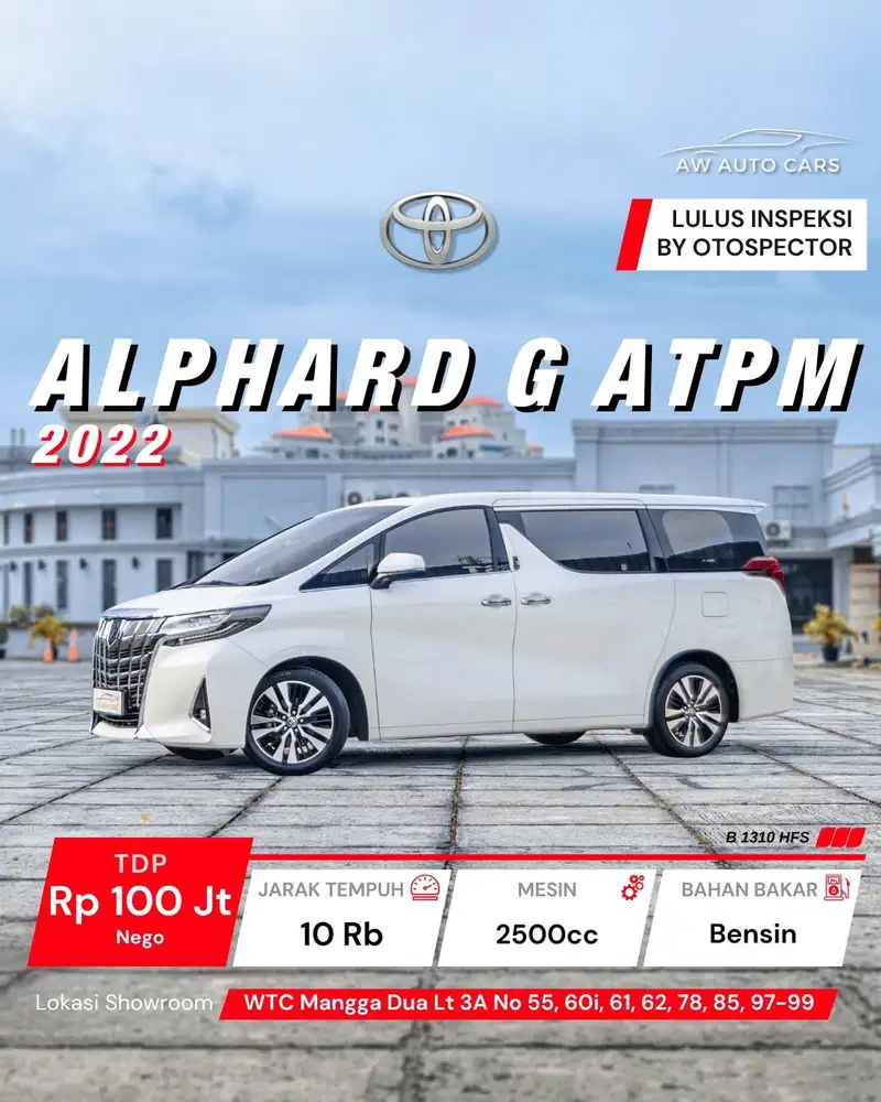 Very Low KM [ km 10rb ] Toyota Alphard G 2022 Non SC 2023 X 2020