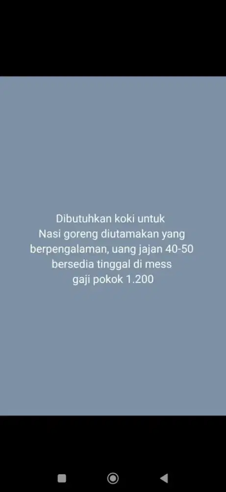 Dibutuhkan koki untuk nasigoreng