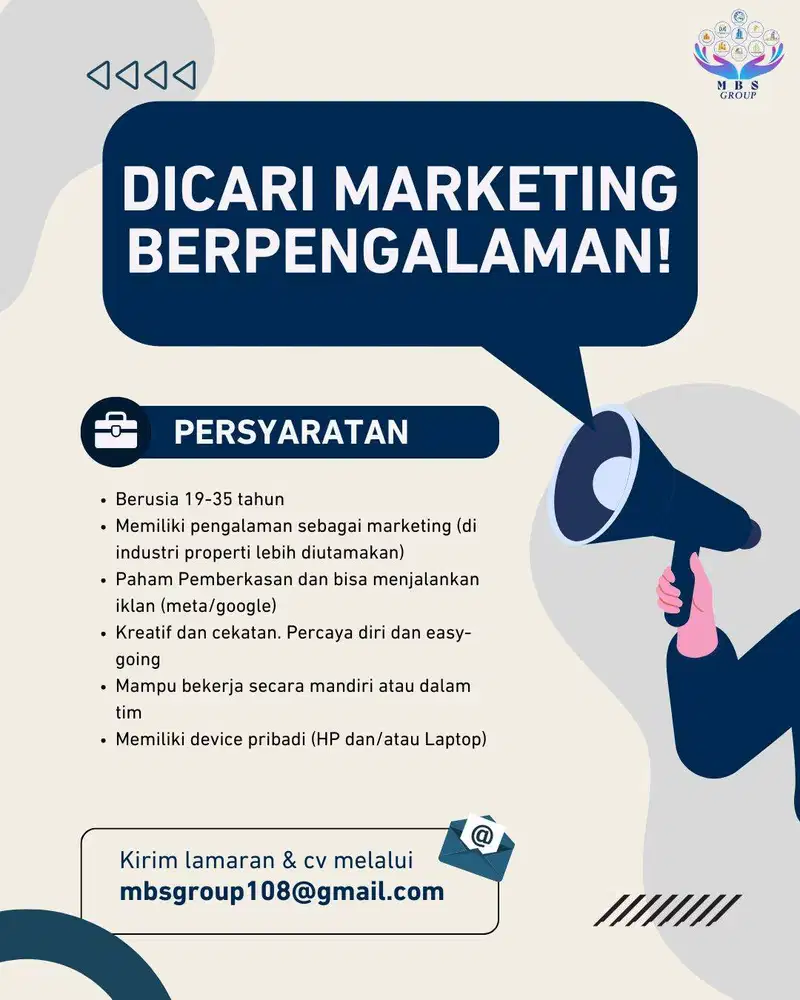 DIBUTUHKAN SEGERA MARKETING BERPENGALAMAN
