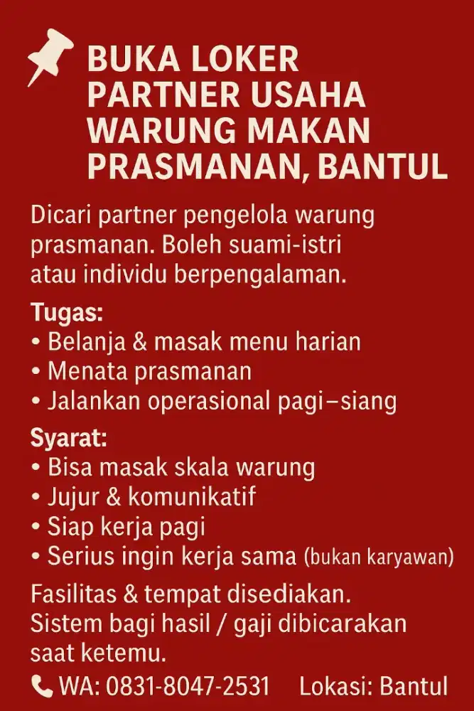 CARI PARTNER KERJA