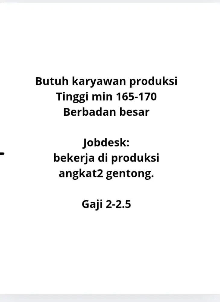 Loker Karyawan Produksi dan Packing