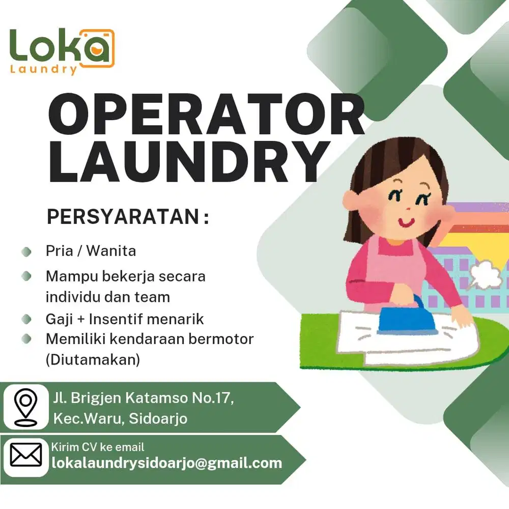 LOWONGAN OPERATOR LAUNDRY