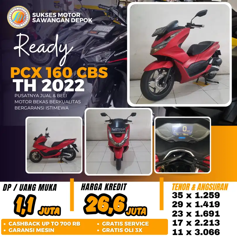 ISTIMEWA BERGARANSI HONDA NEW PCX 160 CBS TH 2022 BISA CASH KREDIT