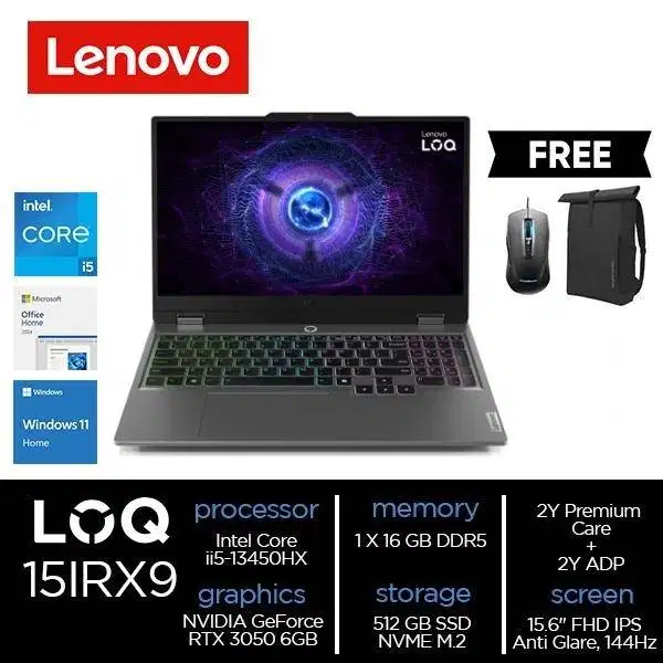 Lenovo LOQ 15IRX9 Core i5-13450HX 16GB 512GB SSD RTX 3050 6GB W11 M365