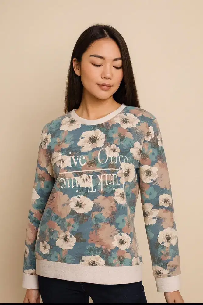 LIKE NEW Sweatshirt floral H&M OOTD Casual Aesthetic