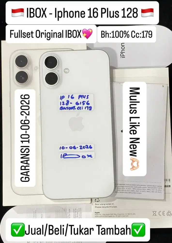 Iphone 16 plus 128 Gb White Resmi ibox garansi on