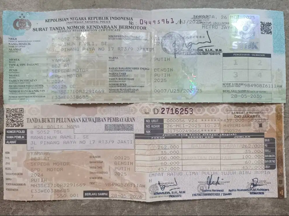 Pelindung STNK Sepeda Motor Yamaha Fazzio