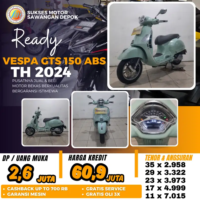 UNIT ISTIMEWA PIAGGIO VESPA GTS 150 ABS TH 2024 BISA CASH KREDIT